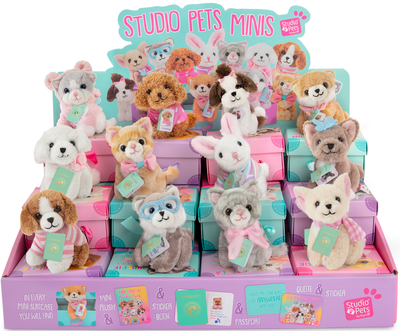 8cm knuffels Studio Pets Display - 12 stuks