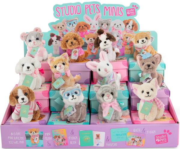 8cm knuffels Studio Pets Display - 12 stuks