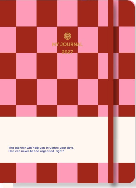 My Journal Agenda 2027 - Roze Rood Geruit