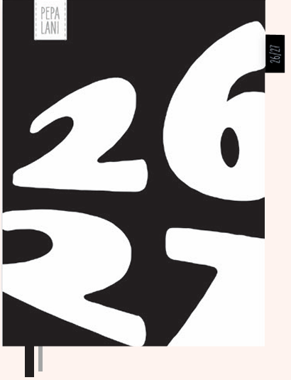 Pepa Lani Black & White agenda 2026-2027 numbers 18 maands